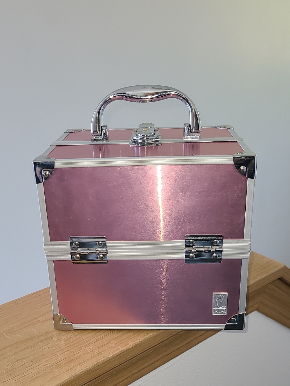 Caboodles Metallic Pink Train Case Makeup Box